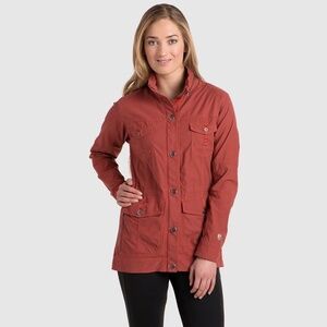 KUHL Rekon Jacket Stow-away Hood Burnt Sienna Button/Zip Closure